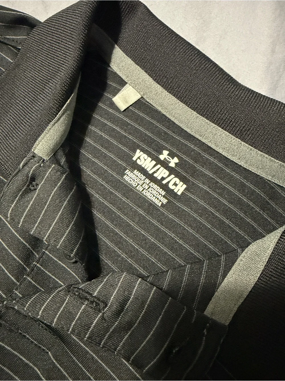 Under Armour Boy’s Black Pinstripe Performance Polo